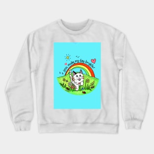 You make my day brighter -  Happy rainbow cat Crewneck Sweatshirt